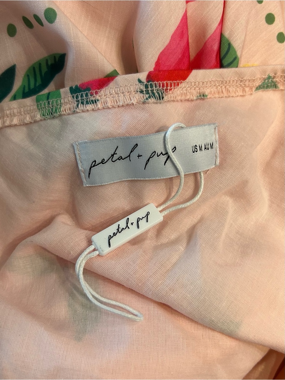 Petal & Pup Frutti Satin Slip Maxi Dress Sz M Fruit Print Pink Tank Dress - Picture 4 of 4
